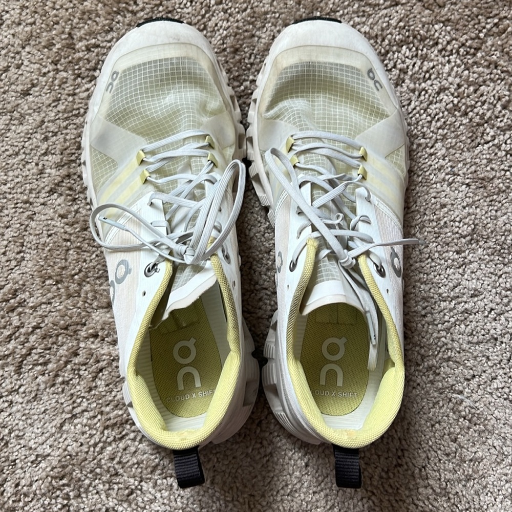 On Running Yellow and White Athletic Shoes with CloudTec Sole - Picture 5 of 7